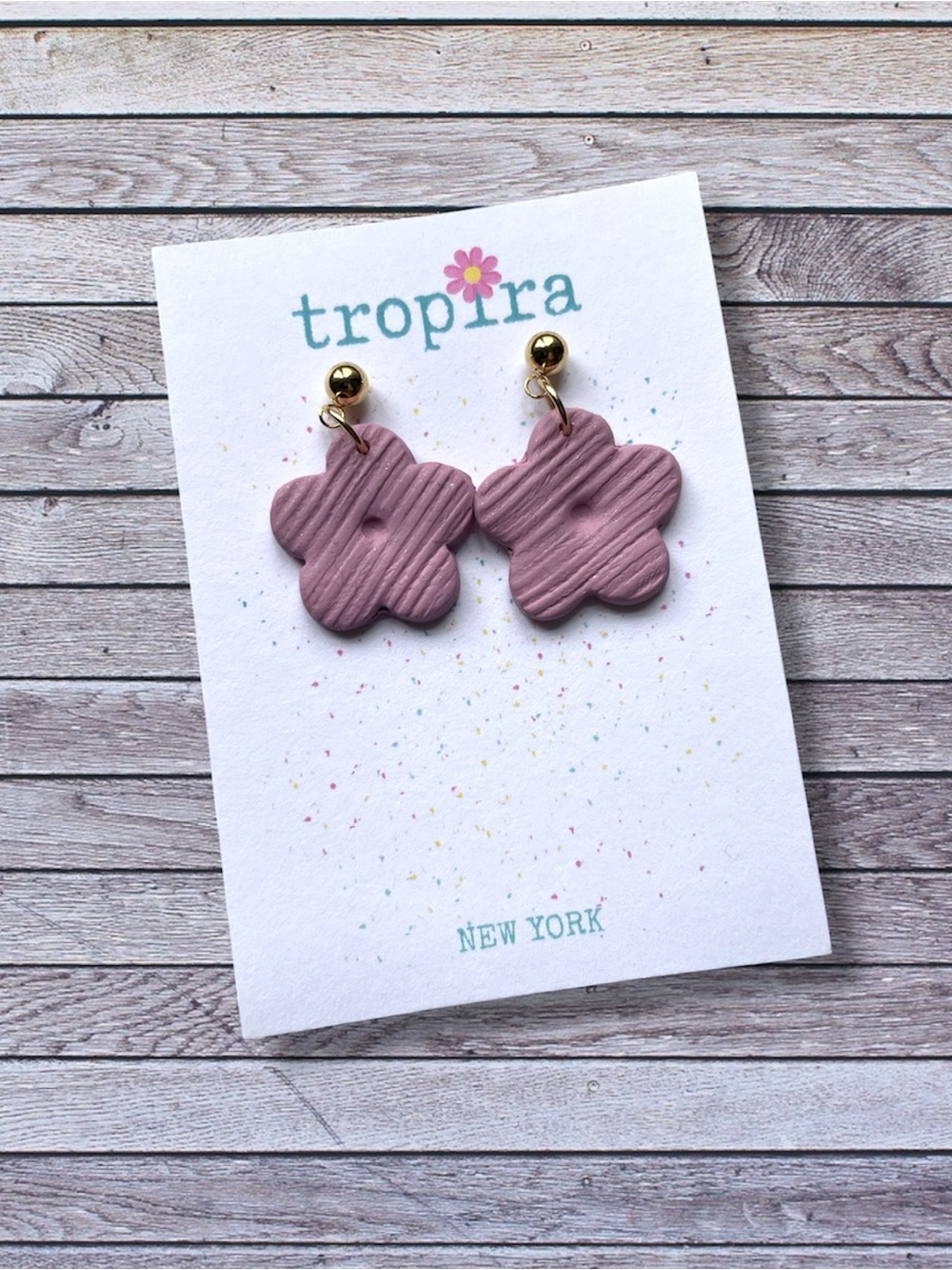 Pink Textured Dangling Polymer Clay Earrings